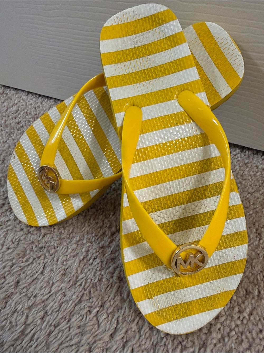 Michael Kors Bright Yellow Logo Flip Flop Soles